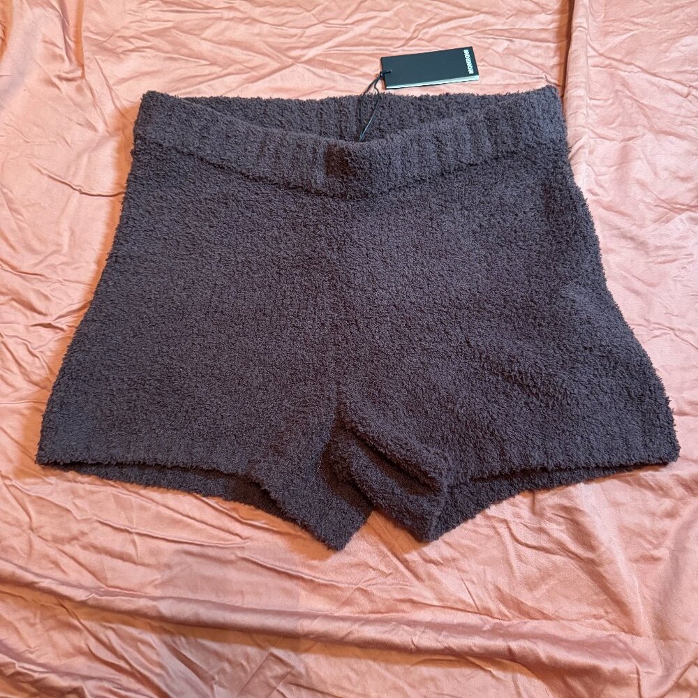 Monrow Plush Sweater Shorts - S - Brown